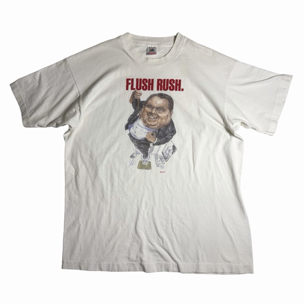 Vintage 1993 Flush Rush Limbaugh T Shirt XL Single Stitch Political Graphic Tee